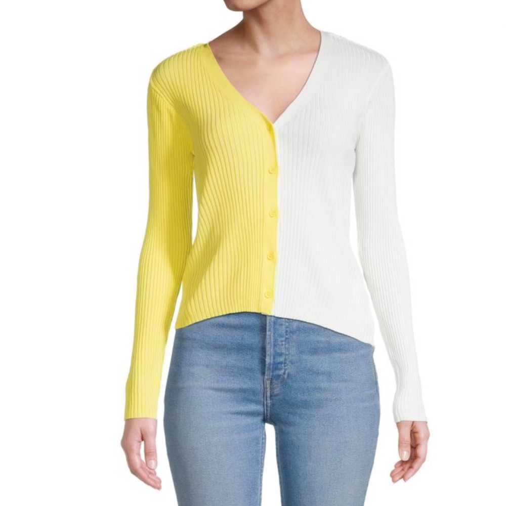 Staud Lightweight V-Neck Ribbed Knit Cardigan Sweater Size Medium